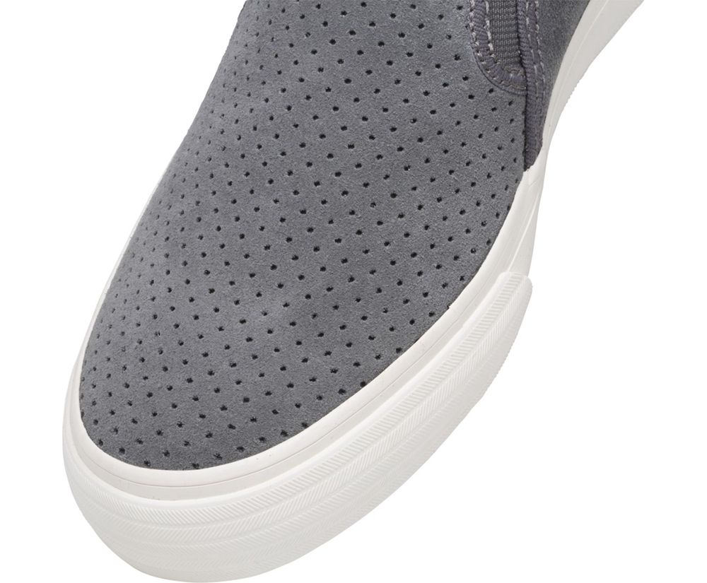 Womens Keds Slip Ons - Double Decker Perf Suede - Grey - 5384-SUVEC